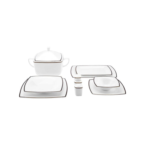 Karaca Fine Pearl Norma - 62-delig vierkant tafelservies voor 12 personen