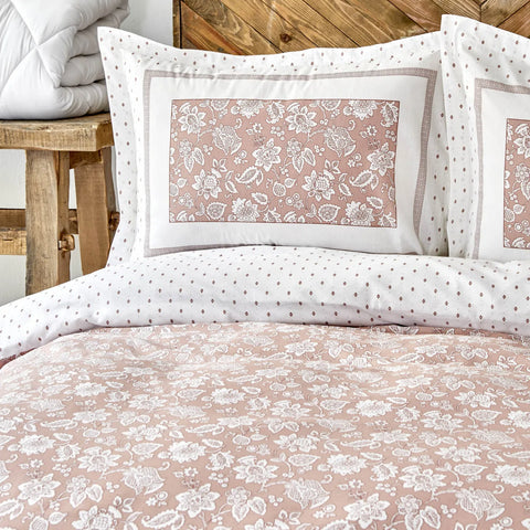 Karaca Home Celerina, dekbedovertrekset voor één persoon, 100% katoen, roze
