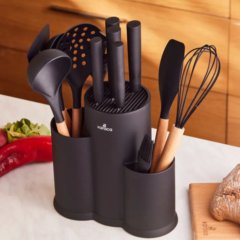 Karaca Burby Wood, 14-Delige Set Met Opschepservies en Messen