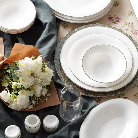 Karaca Fine Pearl Fame 58-delig tafelservies voor 12 personen, parelmoer