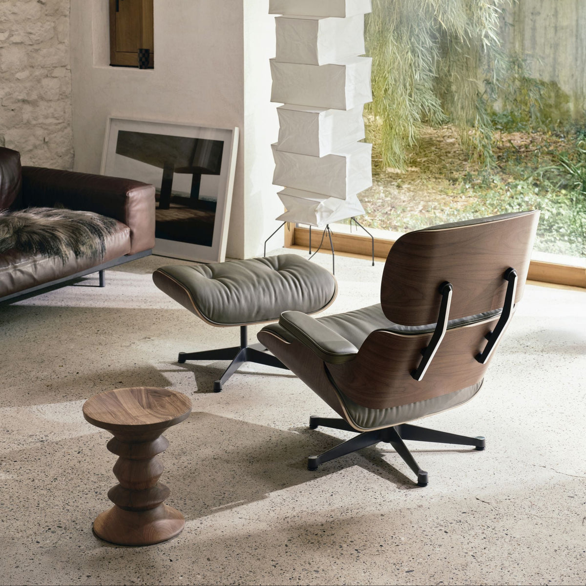 Vitra Eames Lounge Chair & Ottoman Sessel mit Hocker Leder/Palisander