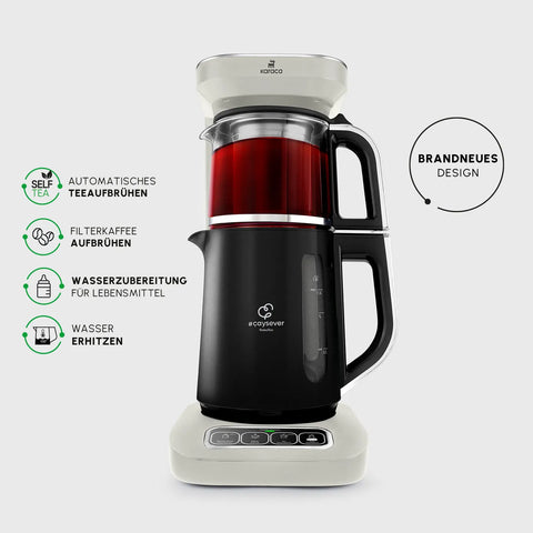 Karaca Caysever Robotea Pro, 4-in-1 theemaker, waterkoker en filterkoffiezetapparaat met spraakfunctie, Starlight