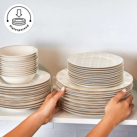 Karaca Siena 56-Delig New Generation Bone Eetservies met Gouden Rand voor 12 Personen