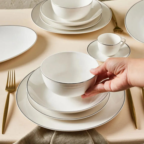 Karaca Epsilon New Generation Bone 12 Persoons Servies, Platinum, 76 deilig