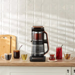 Karaca Çaysever Robotea Pro 4 in 1 Sprekend Automatisch Theezetapparaat met Glas, Waterverwarmer en Filter Koffiezetapparaat 2500W Zwart Koper