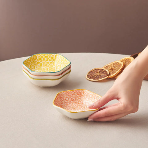 Karaca Floral Snack Bowl, Blauw, Zeshoek, 10 cm