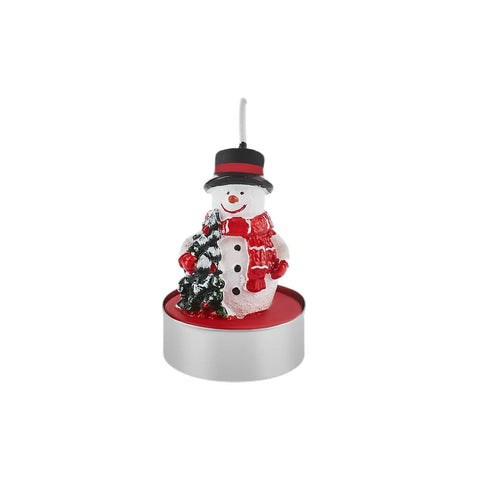 Karaca Christmas Sneeuwpop Theelichtjes, 3 Delig, 18.5cmx6.7cm, Rood