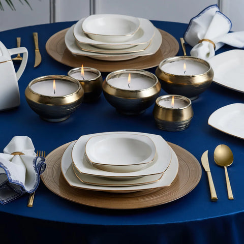 Karaca Red Carpet Collection Chiara Fine Cream 12 Persoons Servies, 60-Delig, Porselein, Goud