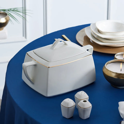 Karaca Red Carpet Collection Chiara Fine Cream 12 Persoons Servies, 60-Delig, Porselein, Goud