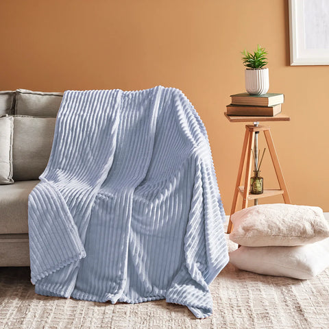 Karaca Ruby Stripe Wellsoft Eenpersoons Deken, Blauw