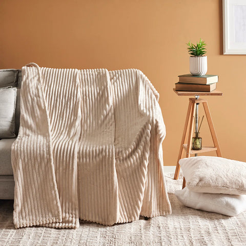 Karaca Ruby Stripe Wellsoft Dubbel Deken, Ecru