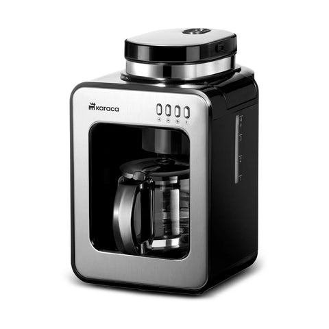 Karaca Grindmaestro Filterkoffiezetapparaat met Ingebouwde Molen, 0,5L, 600W, Inox