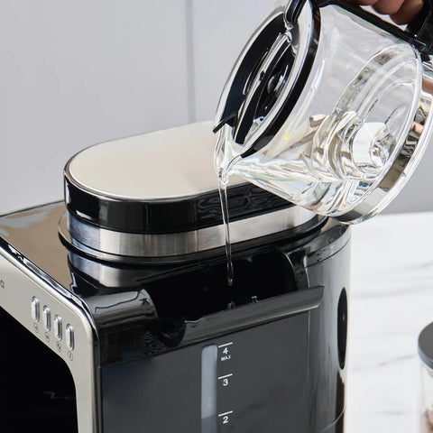 Karaca Grindmaestro Filterkoffiezetapparaat met Ingebouwde Molen, 0,5L, 600W, Inox