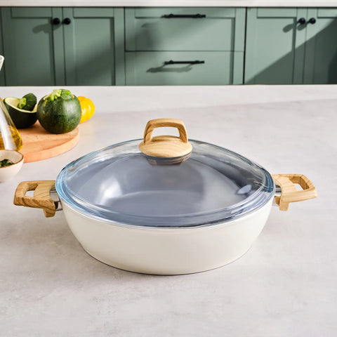Karaca Swiss Crystal Ondiepe Pot, 30 cm, Crème