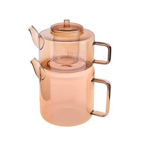 Karaca Flat Borosilicaat Glazen Theepot Amber 