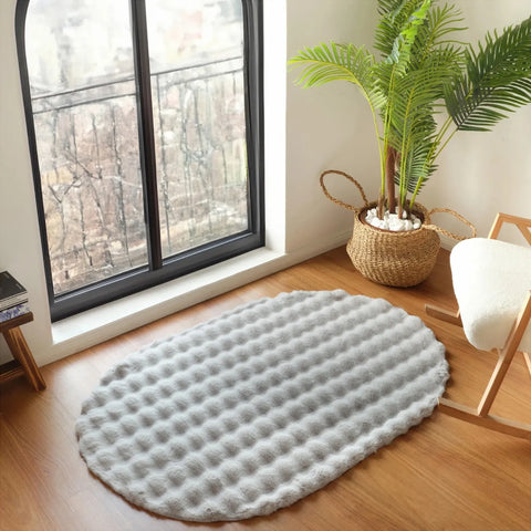 Kaşmir Halı 7/24 Cosy Premium Bubbel Lichtgrijs Ovaal 80x150 cm