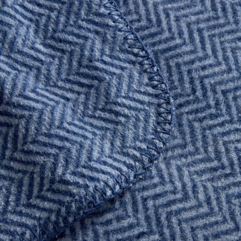 Karaca Home Sandra Double Herringbone Patterned Blanket, Indigo