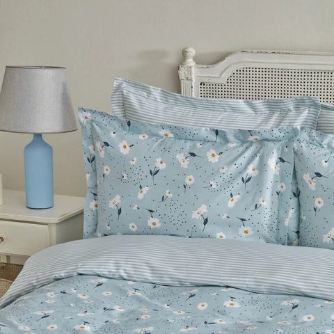Karaca Home Daisy 100% Katoenen Eenpersoons Dekbedovertrekset, Mint