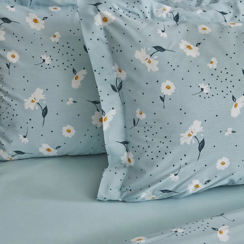 Karaca Home Daisy 100% Cotton Single Duvet Cover Set, Mint