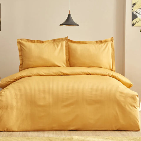 Karaca Home Uniq 100% katoenen satijn eenpersoons dekbedovertrekset, mustard