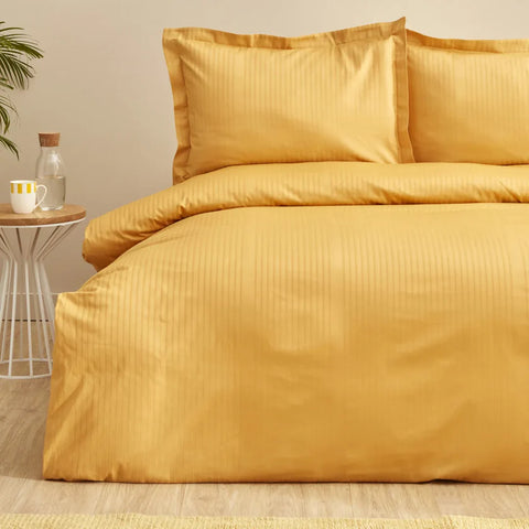 Karaca Home Uniq 100% katoenen satijn eenpersoons dekbedovertrekset, mustard