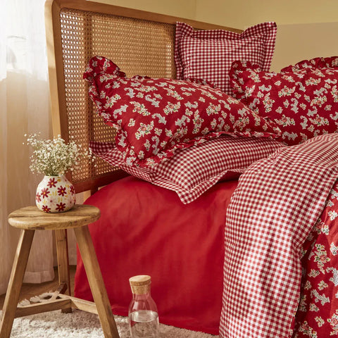 Karaca Home Carlo 100% katoenen eenpersoons dekbedovertrekset rood