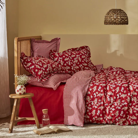 Karaca Home Carlo 100% katoenen eenpersoons dekbedovertrekset rood
