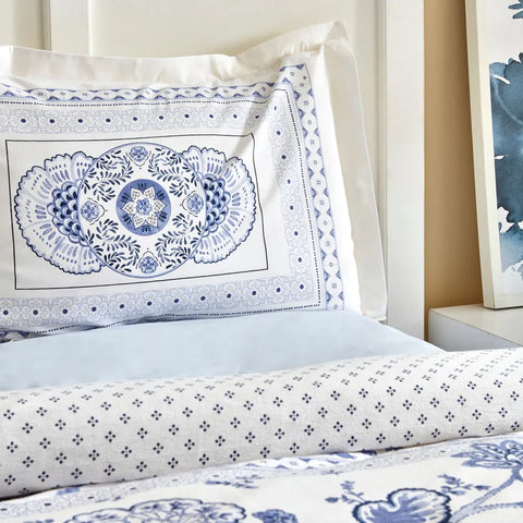 Karaca Home Amar blauwe eenpersoons dekbedovertrekset