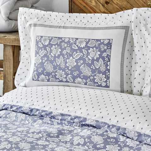 Karaca Home Celerina blauw 100% katoenen eenpersoons dekbedovertrekset
