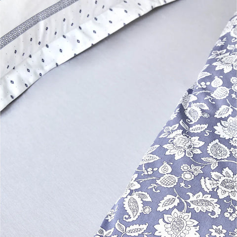 Karaca Home Celerina blauw 100% katoenen eenpersoons dekbedovertrekset