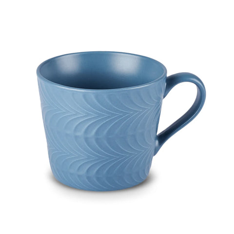 Karaca Lily Blauw & Wit Emboss Dubbele Bekerset 320 ml