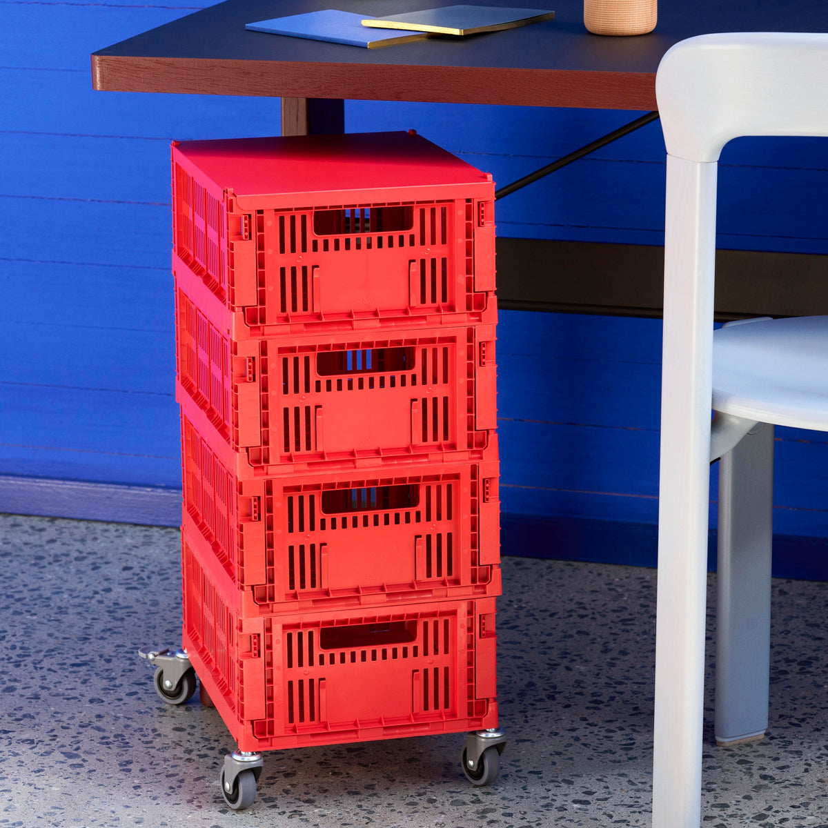 HAY Color Crate Wheels M medium - Rollen (4er Set) gebremst für Klapp-Box