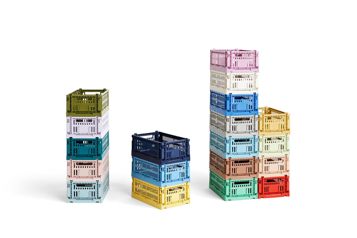 HAY Color Crate Korb Klapp-Box S small Kunststoff recycelt dusty blue blau