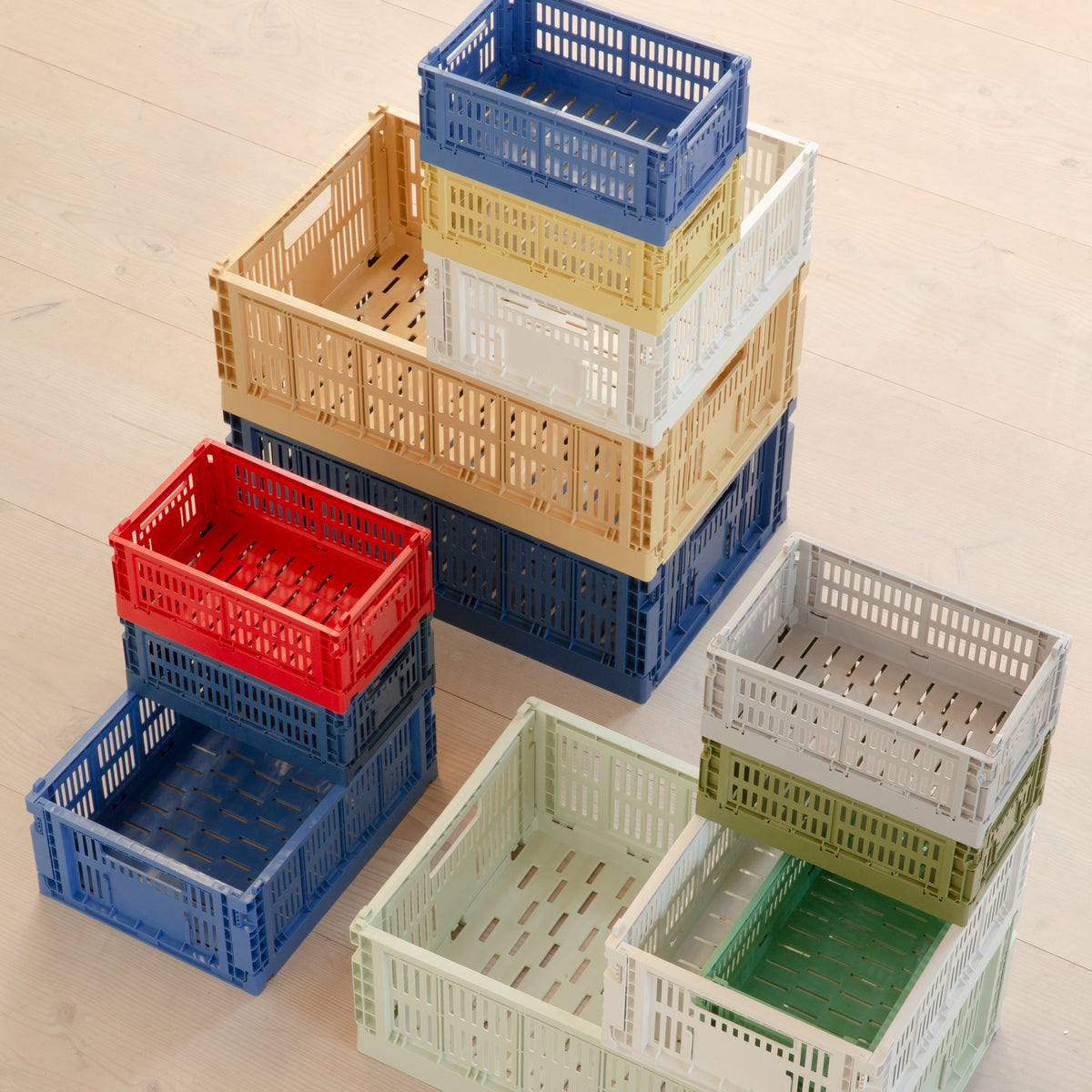 HAY Color Crate Korb Klapp-Box S small Kunststoff recycelt dusty blue blau