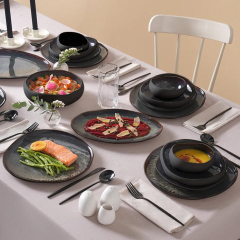 Karaca Earth Collection Galactic 55-delig tafelservice voor 12 personen – Zwart