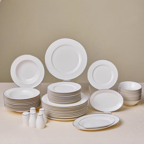 Karaca Lexi Platin 56-Delige New Generation Bone Serviesset voor 12 Personen