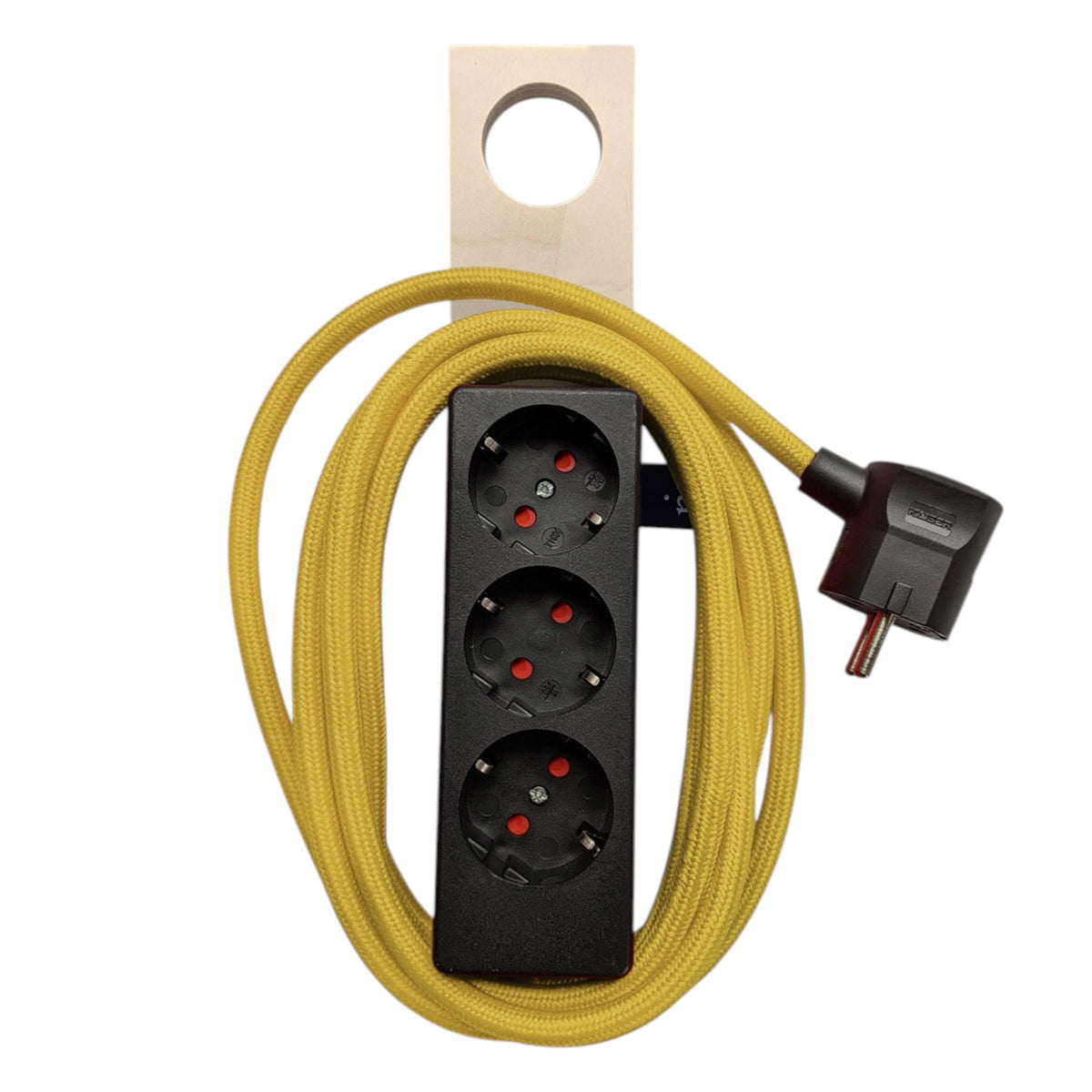 Njustudio Stromer Mini magnetische Steckerleiste schwarz mit Textilkabel
