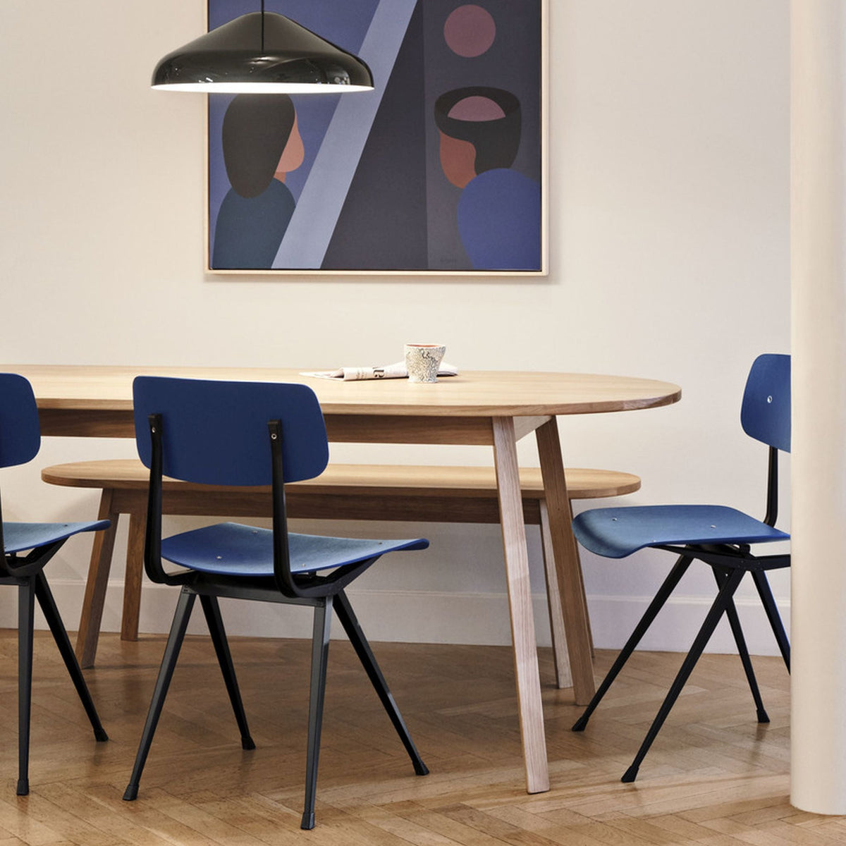 Hay Result Chair 4-Fuß-Stuhl Sitz & Rücken Sperrholz Eiche Stahlgestell