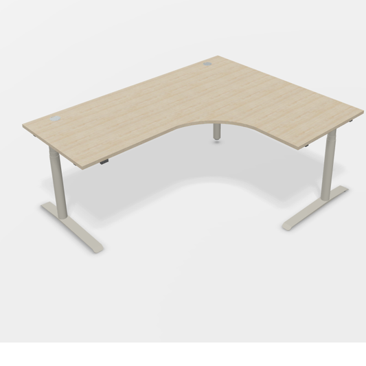 fm Schreibtisch Cockpitform Modell fm61, Sitz-Stehtisch Flachkufe mit Rundrohr